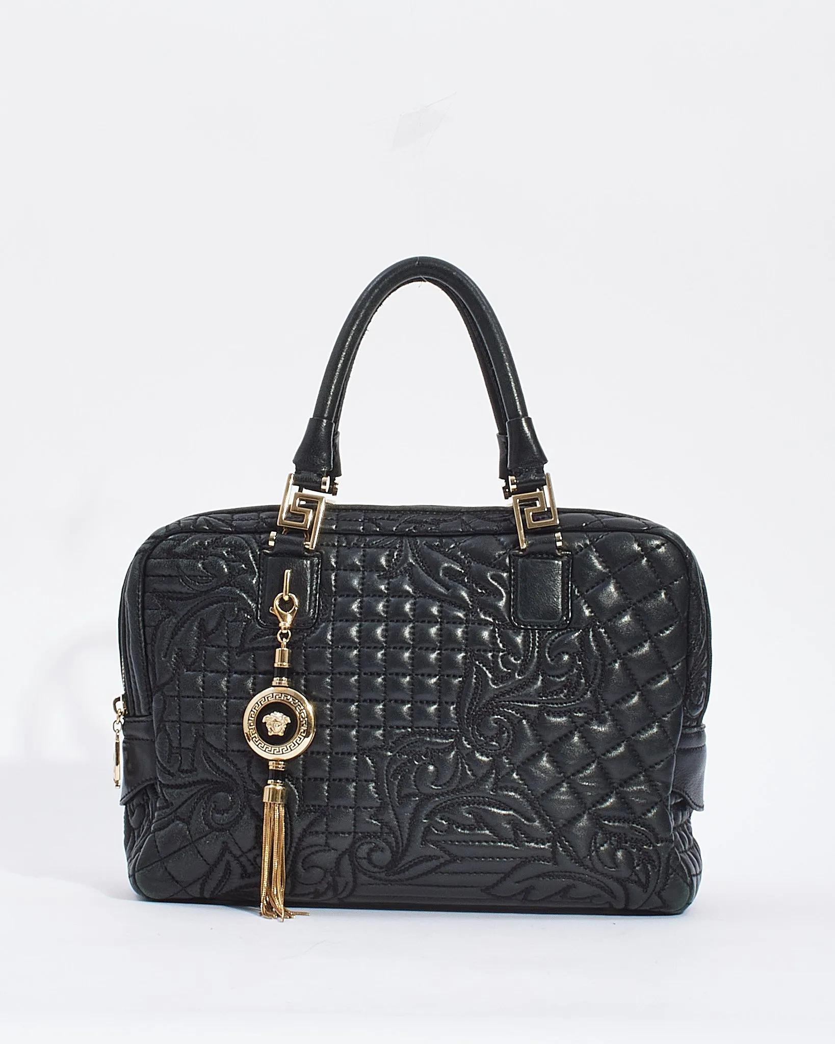 Versace Black Vanitas' Leather Convertible Tote