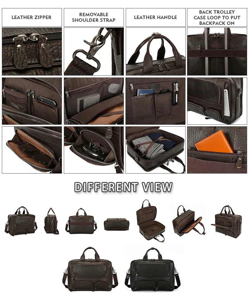 Vintage Leather Business Laptop Bag – Waterproof & Stylish