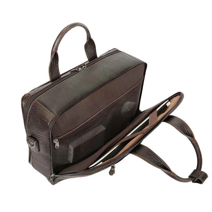 Vintage Leather Business Laptop Bag – Waterproof & Stylish