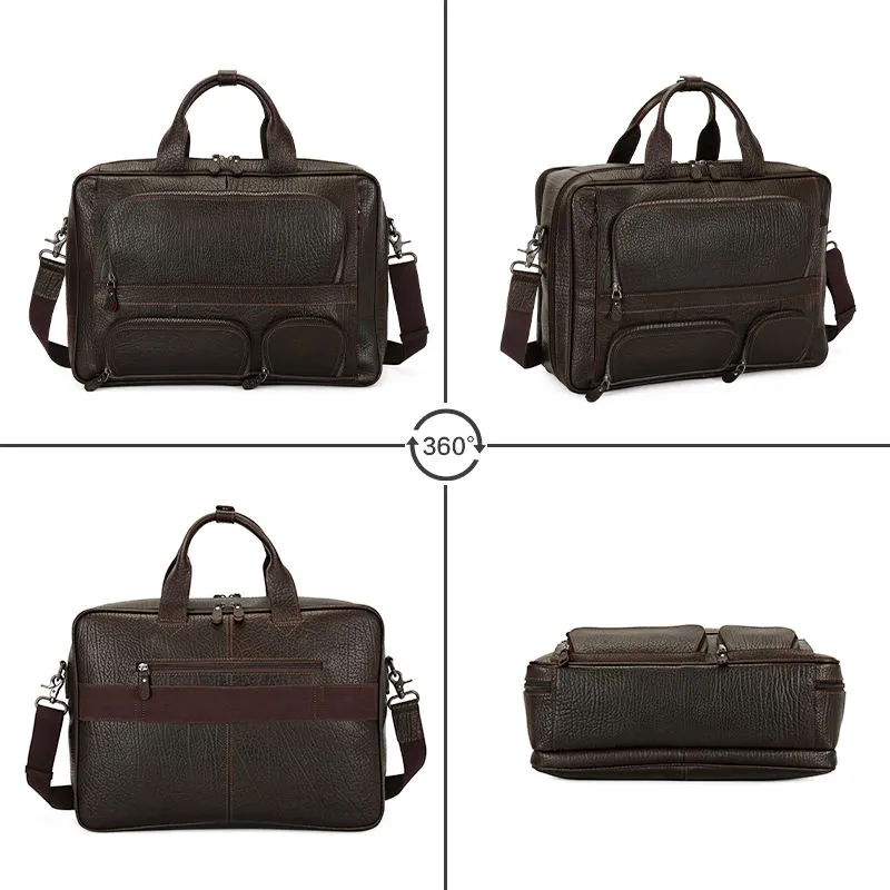 Vintage Leather Business Laptop Bag – Waterproof & Stylish
