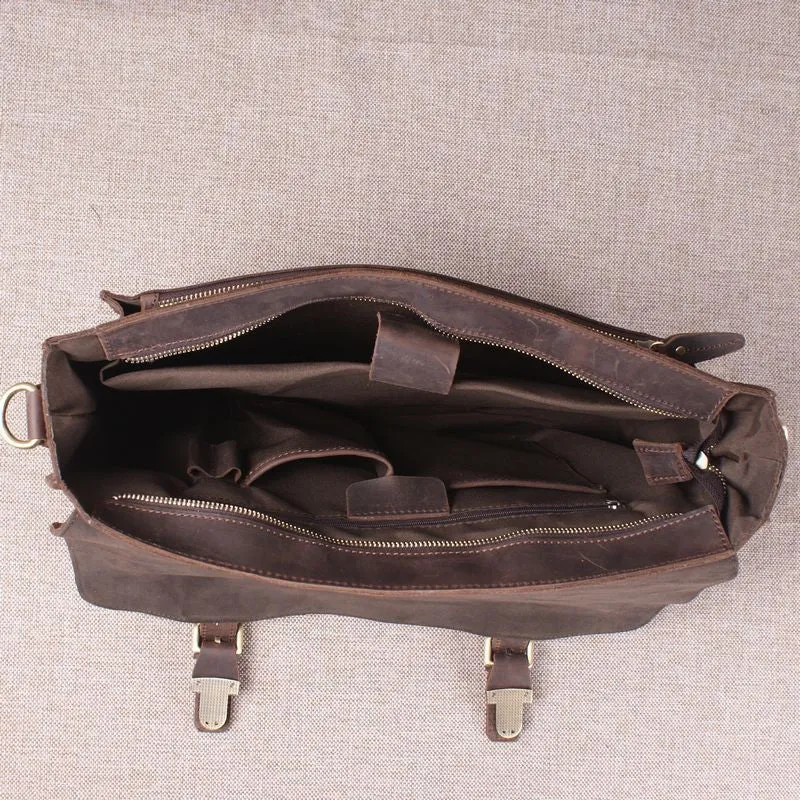 Vintage Style Full Grain Crazy Horse Leather Laptop Bag, Messenger Bag, Leather Briefcase