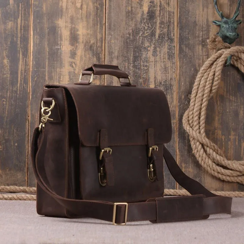 Vintage Style Full Grain Crazy Horse Leather Laptop Bag, Messenger Bag, Leather Briefcase