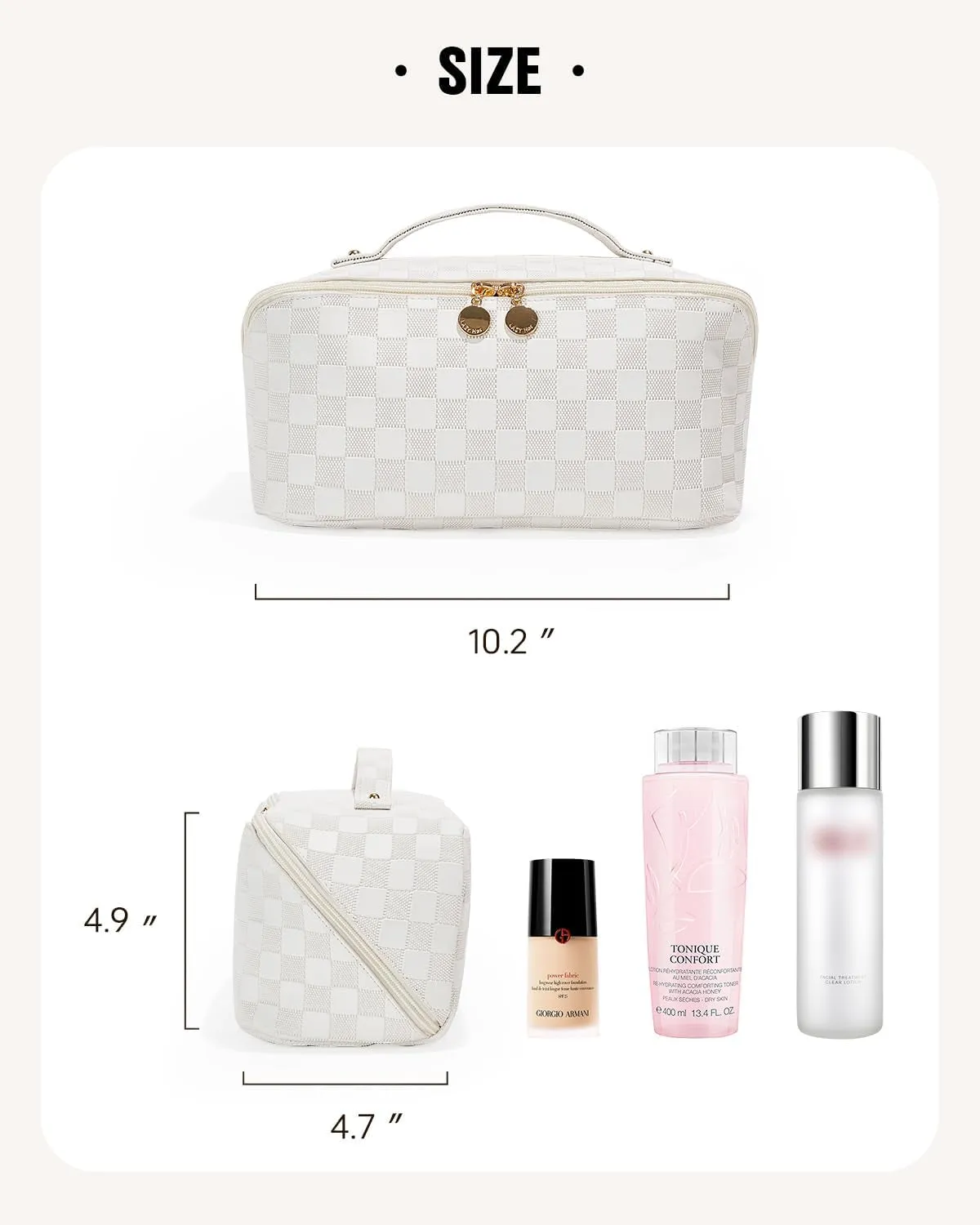 Waterproof Travel Makeup Toiletry Bag for Women with Divider & Handle