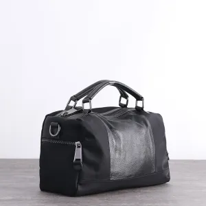 Womens Nylon Leather Boston Handbags Womens Black Nylon Boston Shoulder Purse for Ladies