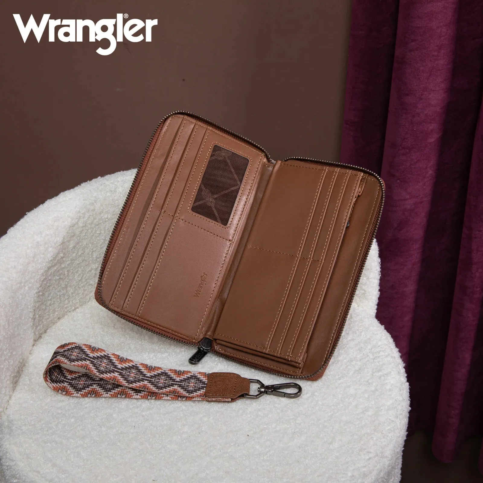 Wrangler Southwestern Art Print Wallet - BROWN