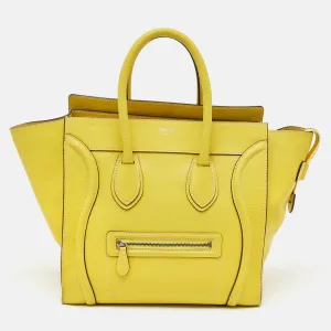 Yellow Leather Mini Luggage Tote
